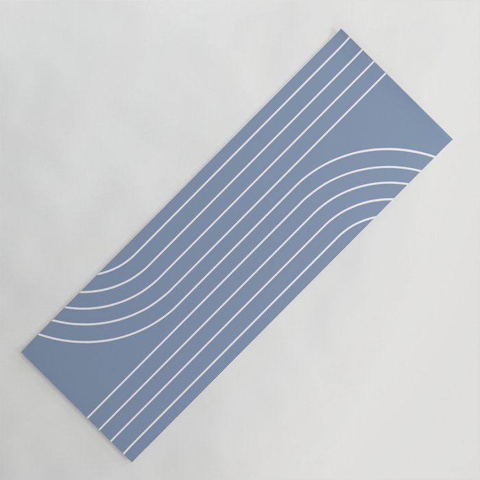 Minimal Line Curvature XIII Natural Blue Mid Century Modern Arch Abstract Yoga Mat Gallery Image 1