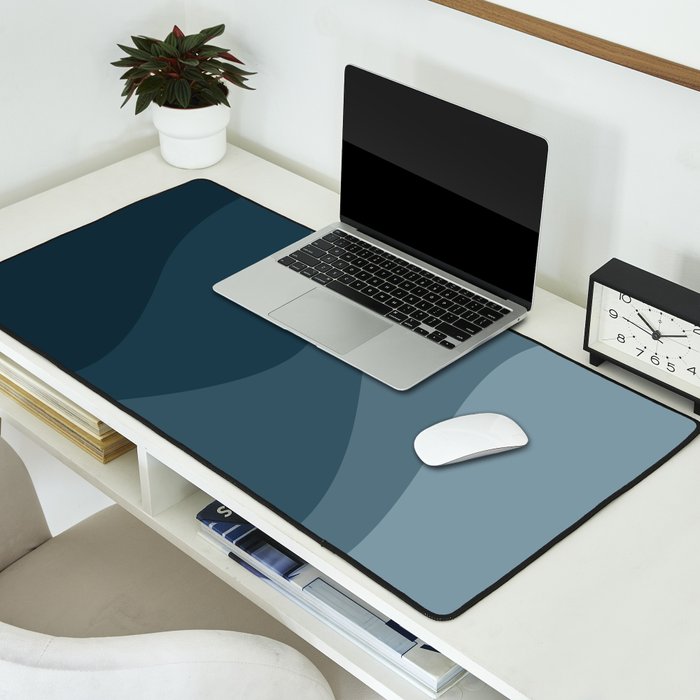 Abstract Color Waves - Blue Tones Desk Mat Gallery Image 2