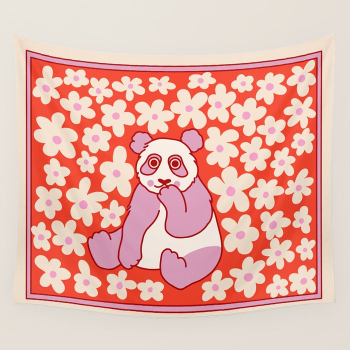 Panda Kisses Wall Tapestry Gallery Image 1