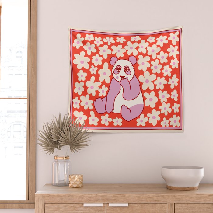 Panda Kisses Wall Tapestry Gallery Image 2