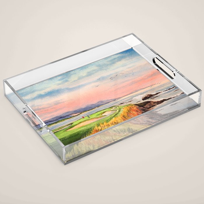 Pebble Beach Golf Course Hole 7 Acrylic Tray Gallery Image 1