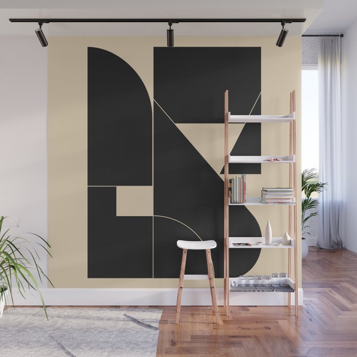 Geometric Shapes Black and White 6 Wall Mural Gallery Image 1