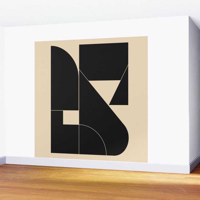 Geometric Shapes Black and White 6 Wall Mural Gallery Image 2