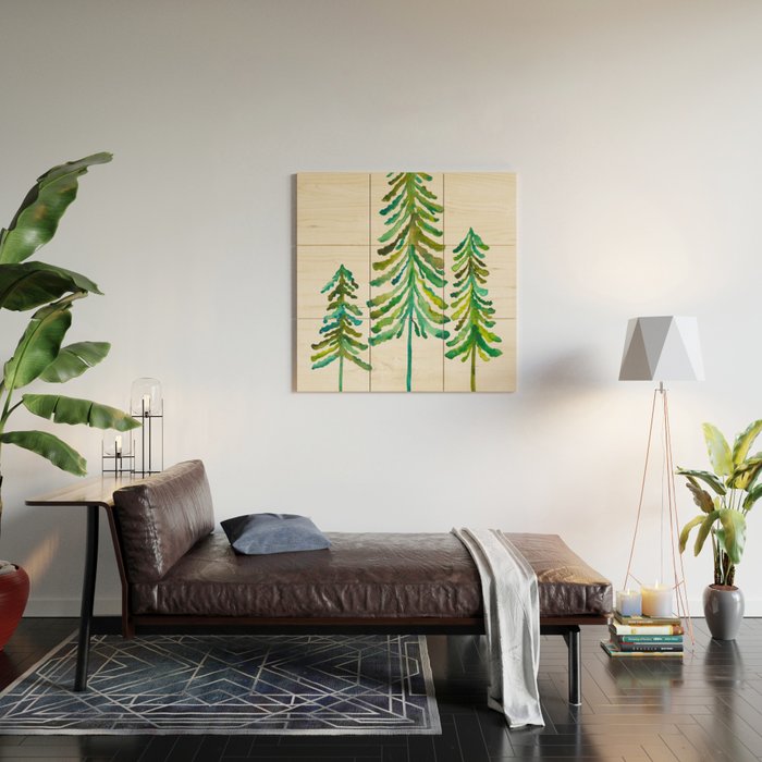 Pine Trees - Green Palette Wood Wall Art Gallery Image 2