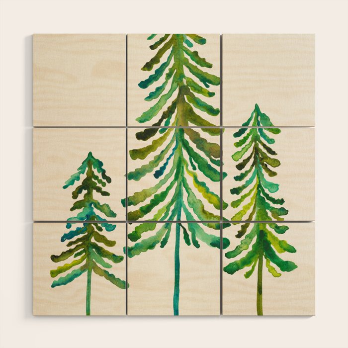 Pine Trees - Green Palette Wood Wall Art Gallery Image 1