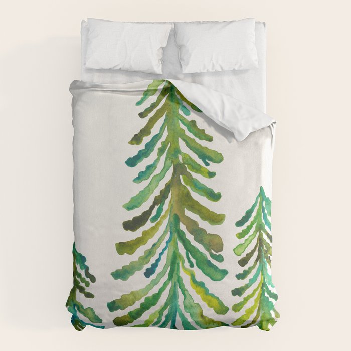 Pine Trees - Green Palette Duvet Cover Gallery Image 1