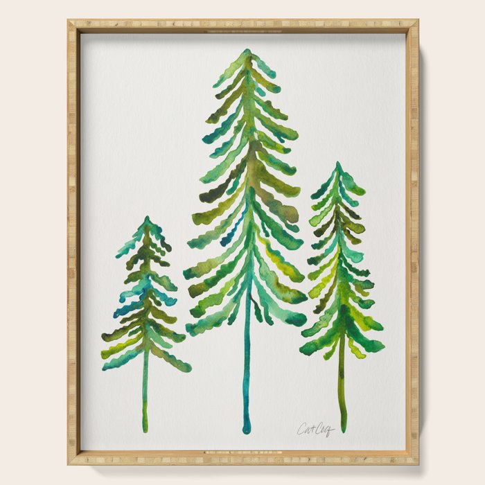Pine Trees - Green Palette Serving Tray Gallery Image 1