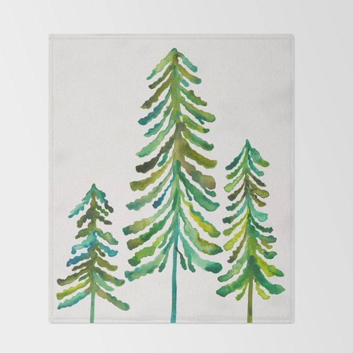 Pine Trees - Green Palette Throw Blanket Gallery Image 2