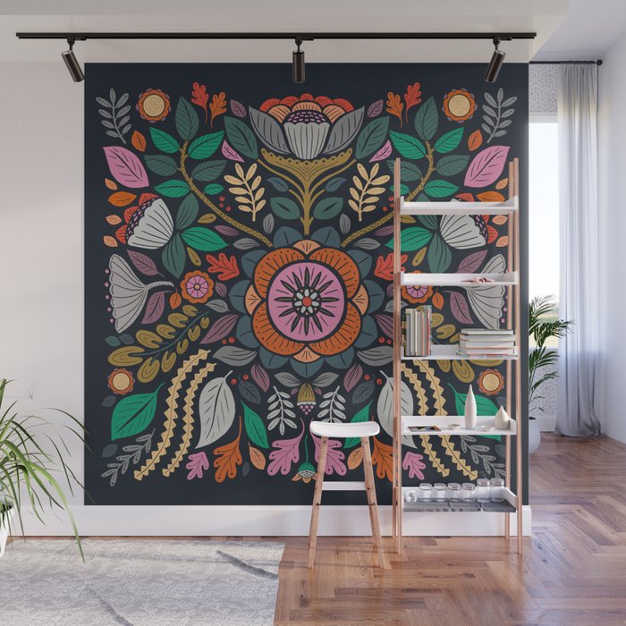 In Bloom | Navy Wall Mural Gallery Image 1