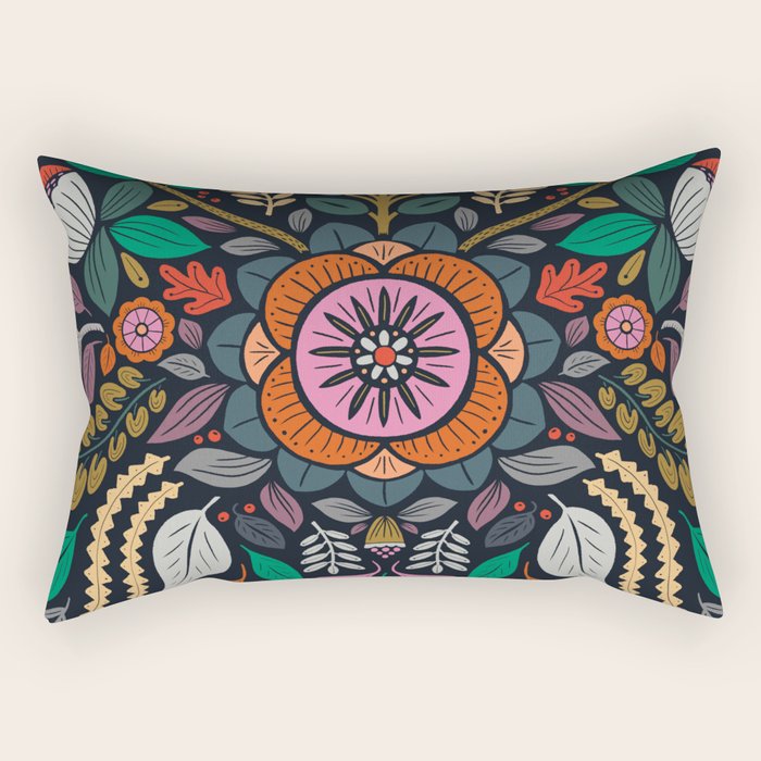 In Bloom | Navy Rectangular Pillow Gallery Image 1