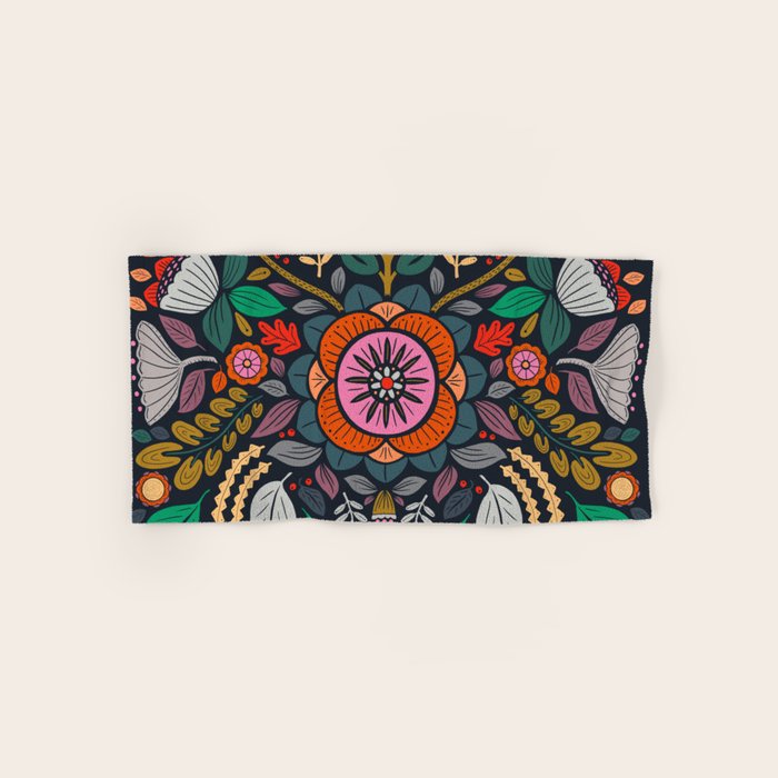 In Bloom | Navy Bath Towel Gallery Image 1