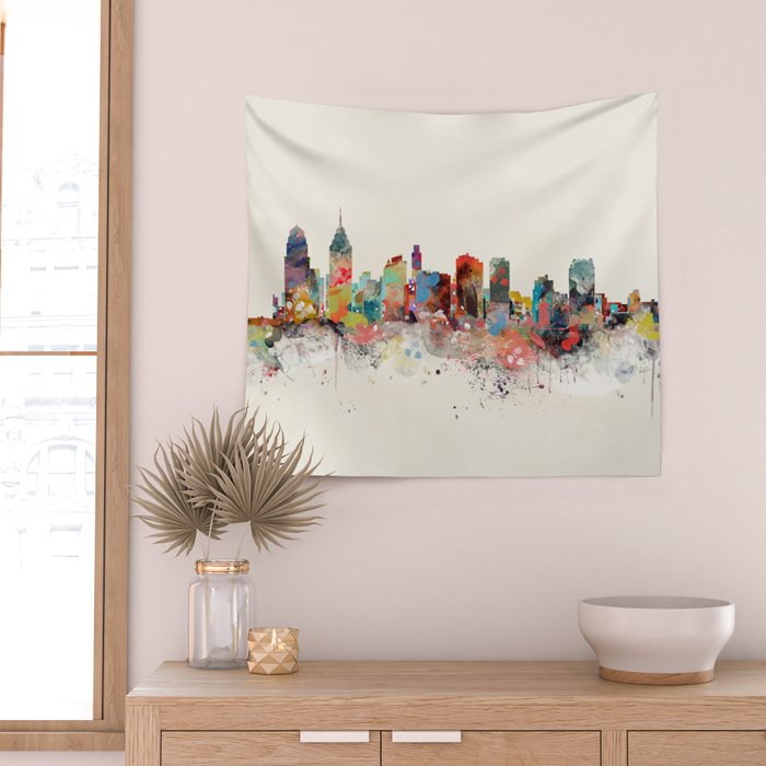 philadelphia skyline Wall Tapestry Gallery Image 2