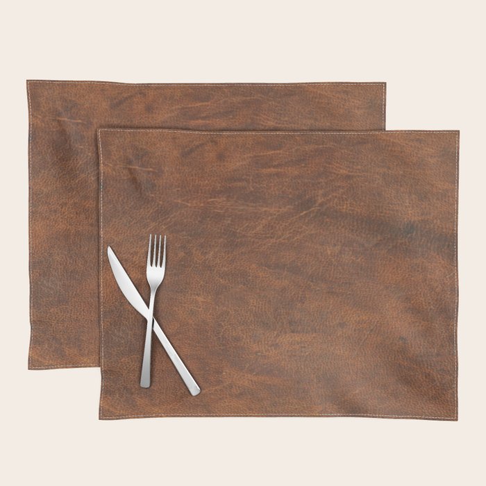 Old Tan Faux Leather Texture Placemat Gallery Image 1