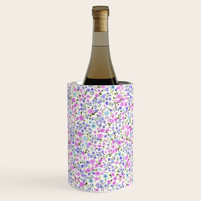 Retro Lilac Ditsy Cottage Garden Floral Wine Chiller Gallery Image 2