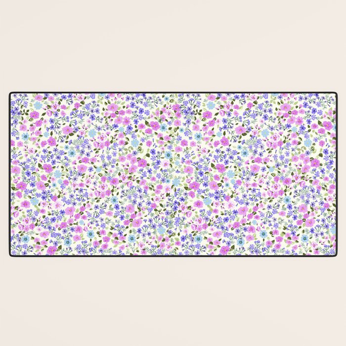 Retro Lilac Ditsy Cottage Garden Floral Desk Mat Gallery Image 3