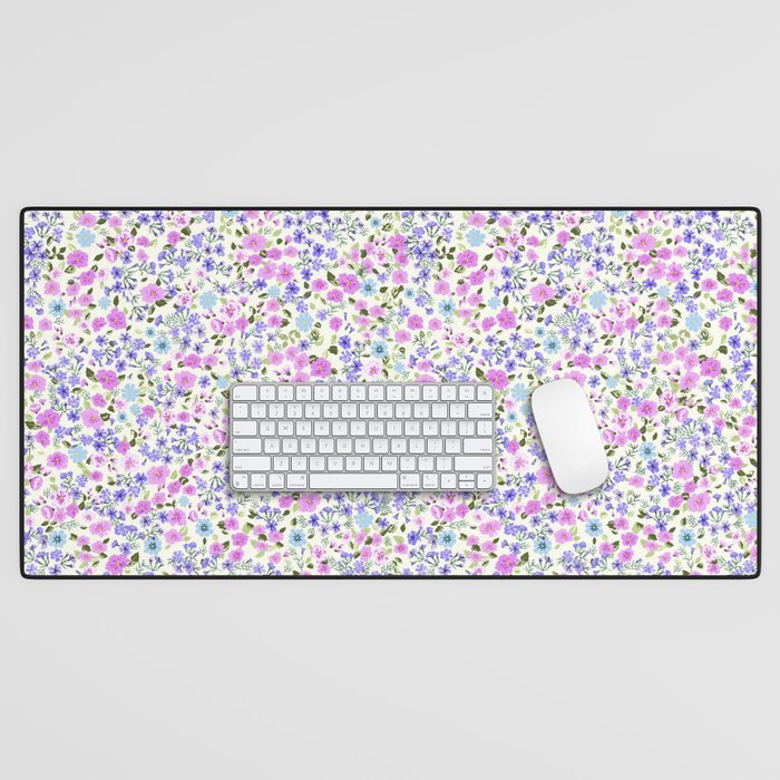 Retro Lilac Ditsy Cottage Garden Floral Desk Mat Gallery Image 1
