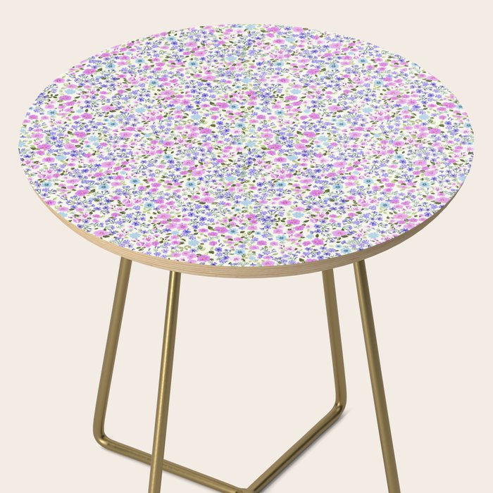 Retro Lilac Ditsy Cottage Garden Floral Side Table Gallery Image 2