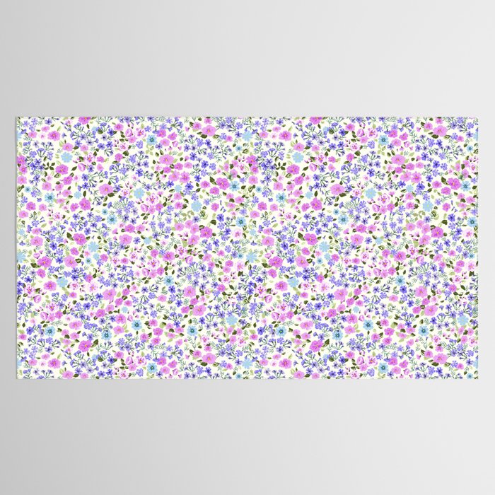 Retro Lilac Ditsy Cottage Garden Floral Tablecloth Gallery Image 2
