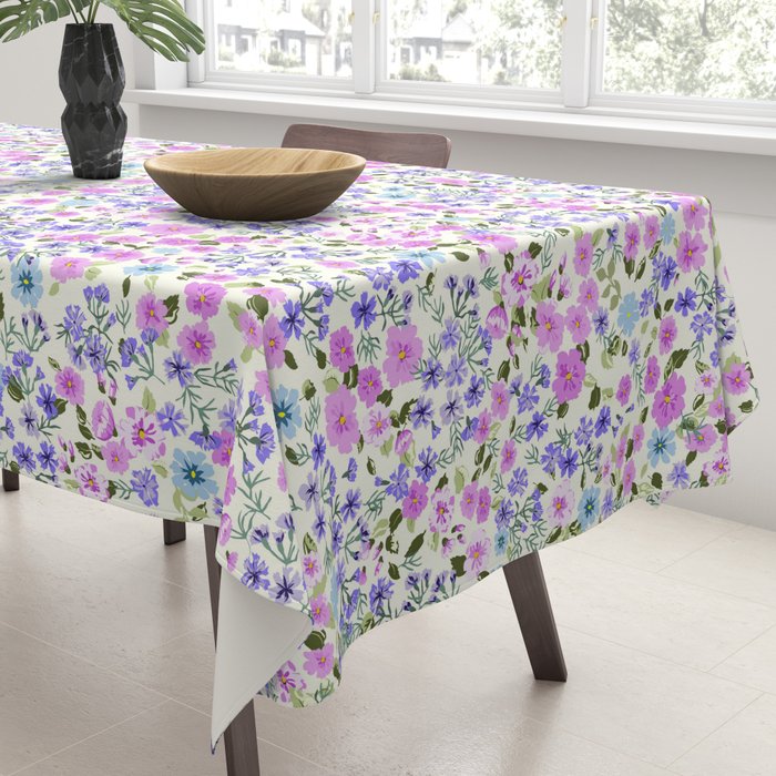 Retro Lilac Ditsy Cottage Garden Floral Tablecloth Gallery Image 3