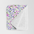 Retro Lilac Ditsy Cottage Garden Floral Throw Blanket Gallery Image 3