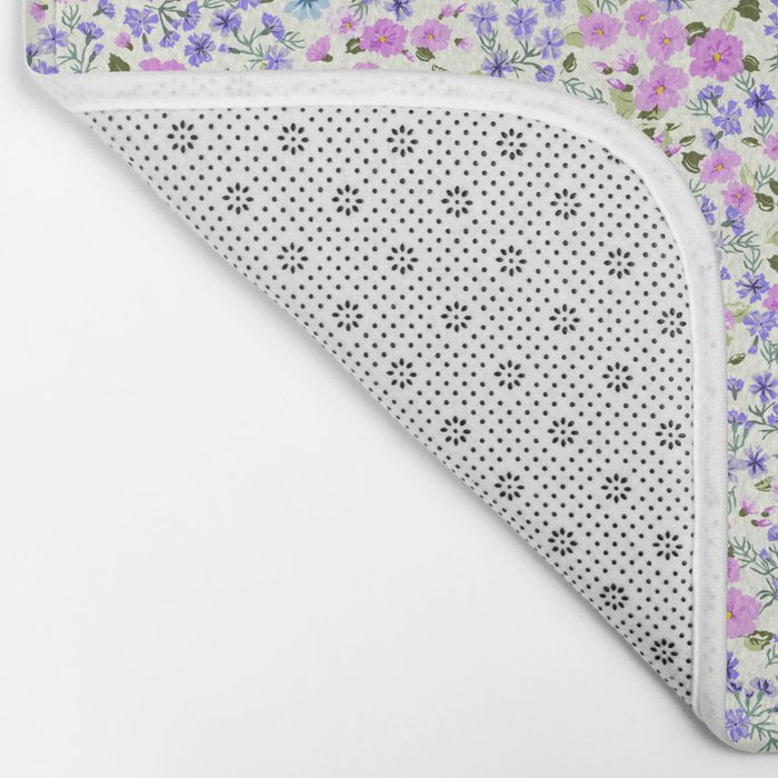 Retro Lilac Ditsy Cottage Garden Floral Bath Mat Gallery Image 2