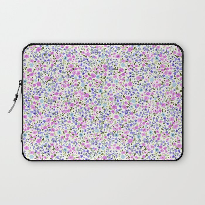 Retro Lilac Ditsy Cottage Garden Floral Laptop Sleeve Gallery Image 1
