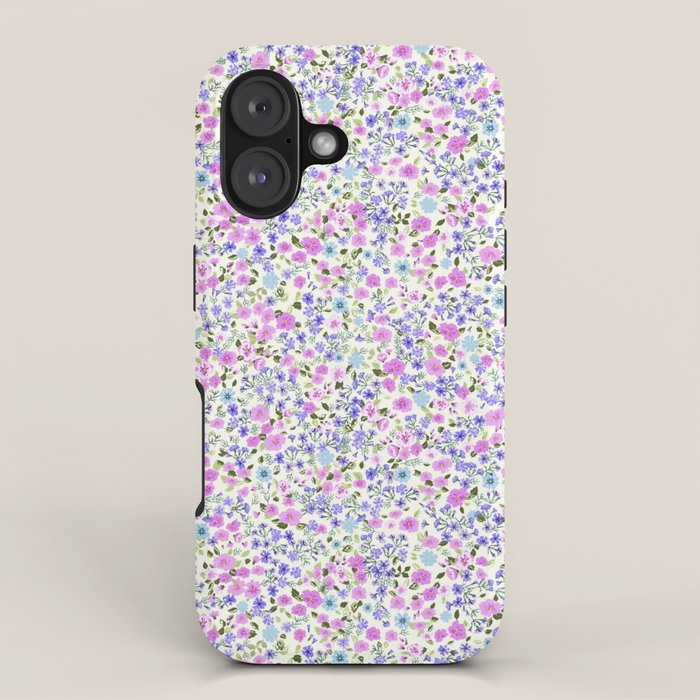 Retro Lilac Ditsy Cottage Garden Floral iPhone Case Gallery Image 1