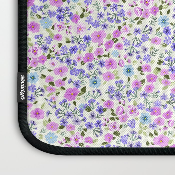 Retro Lilac Ditsy Cottage Garden Floral Laptop Sleeve Gallery Image 3