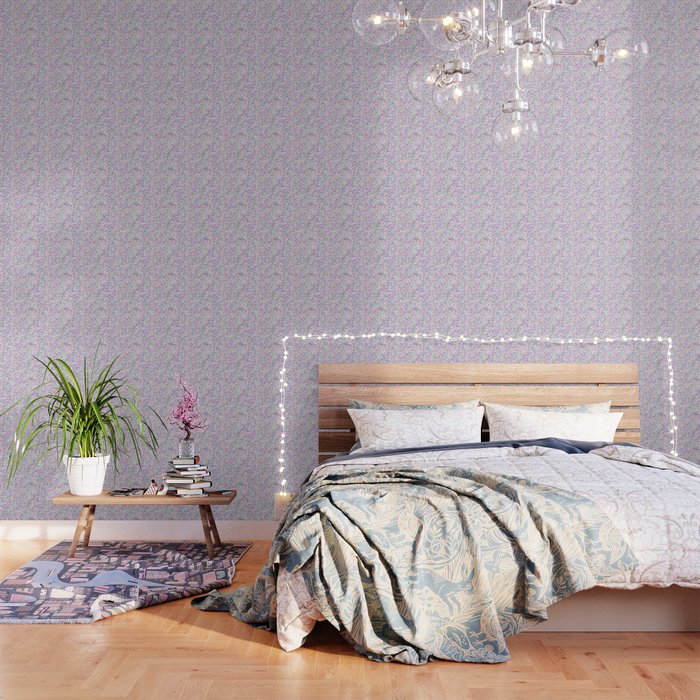 Retro Lilac Ditsy Cottage Garden Floral Wallpaper Gallery Image 3