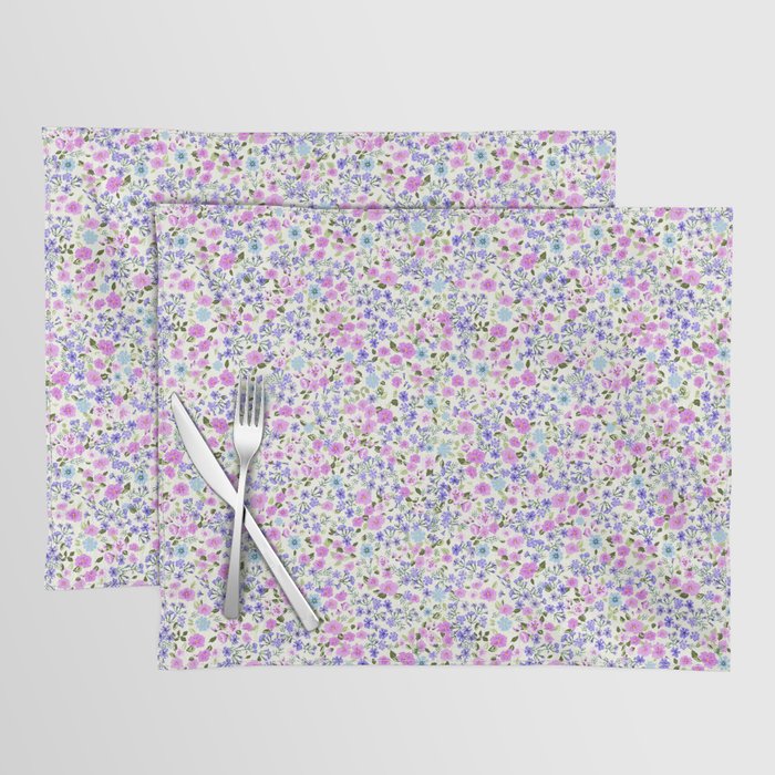 Retro Lilac Ditsy Cottage Garden Floral Placemat Gallery Image 1