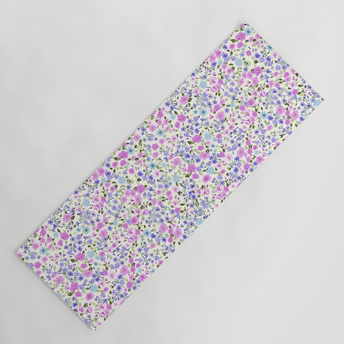Retro Lilac Ditsy Cottage Garden Floral Yoga Mat Gallery Image 1
