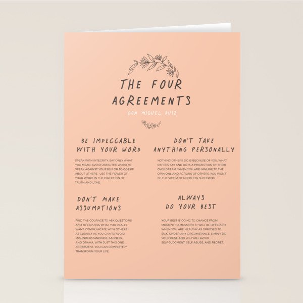 The Four Agreements Peach 2  Stationery Card Gallery Image 1