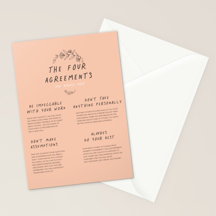 The Four Agreements Peach 2  Stationery Card Gallery Image 2