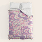 Trippy Patchwork Collage Retro Aesthetic Abstract Pattern Pink and Purple Comforter Gallery Image 6
