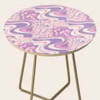 Trippy Patchwork Collage Retro Aesthetic Abstract Pattern Pink and Purple Side Table Gallery Image 2