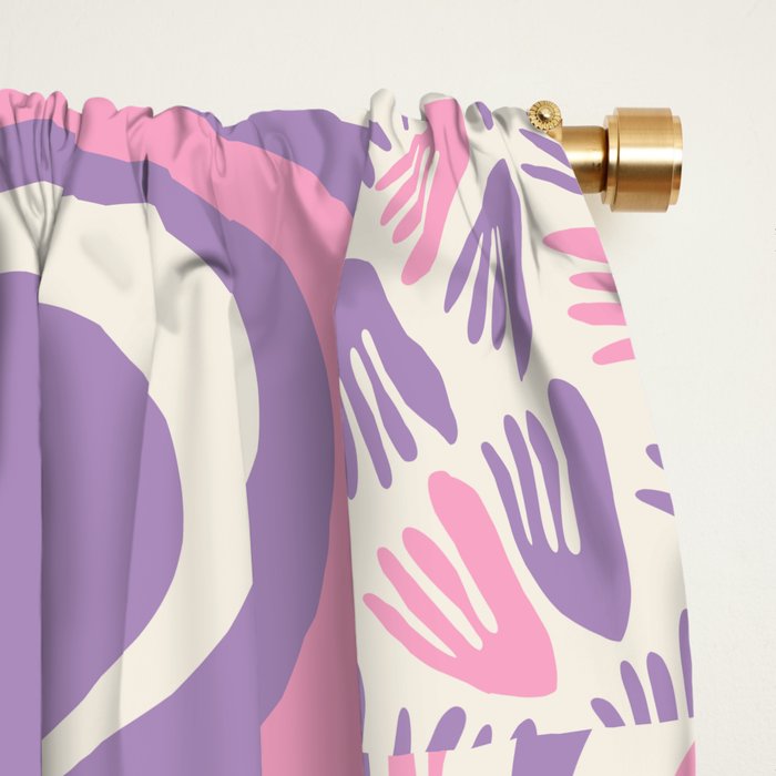 Trippy Patchwork Collage Retro Aesthetic Abstract Pattern Pink and Purple Window Curtain Gallery Image 2
