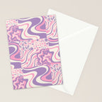 Trippy Patchwork Collage Retro Aesthetic Abstract Pattern Pink and Purple Stationery Card Gallery Image 2