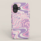 Trippy Patchwork Collage Retro Aesthetic Abstract Pattern Pink and Purple iPhone Case Gallery Image 1