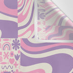 Trippy Patchwork Collage Retro Aesthetic Abstract Pattern Pink and Purple Wall Tapestry Gallery Image 3