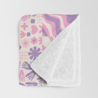 Trippy Patchwork Collage Retro Aesthetic Abstract Pattern Pink and Purple Throw Blanket Gallery Image 3