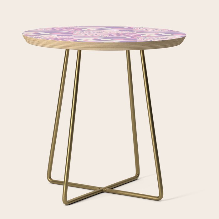 Trippy Patchwork Collage Retro Aesthetic Abstract Pattern Pink and Purple Side Table Gallery Image 1