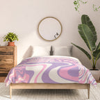 Trippy Patchwork Collage Retro Aesthetic Abstract Pattern Pink and Purple Comforter Gallery Image 3