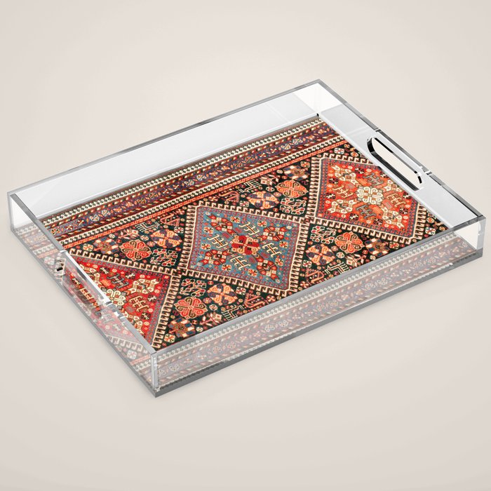 Qashqa'i  Antique Fars Southwest Persian Rug Print Acrylic Tray Gallery Image 1