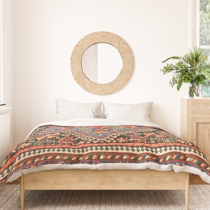 Qashqa'i  Antique Fars Southwest Persian Rug Print Duvet Cover Gallery Image 3
