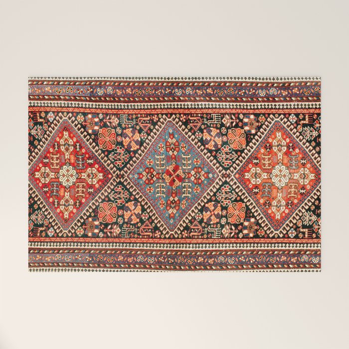 Qashqa'i  Antique Fars Southwest Persian Rug Print Welcome Mat Gallery Image 1