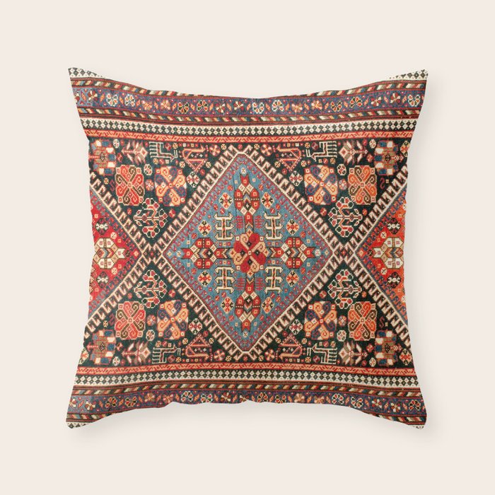 Qashqa'i  Antique Fars Southwest Persian Rug Print Throw Pillow Gallery Image 6