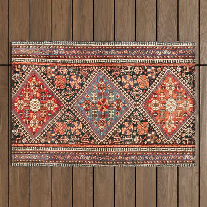 Qashqa'i  Antique Fars Southwest Persian Rug Print Outdoor Rug Gallery Image 1