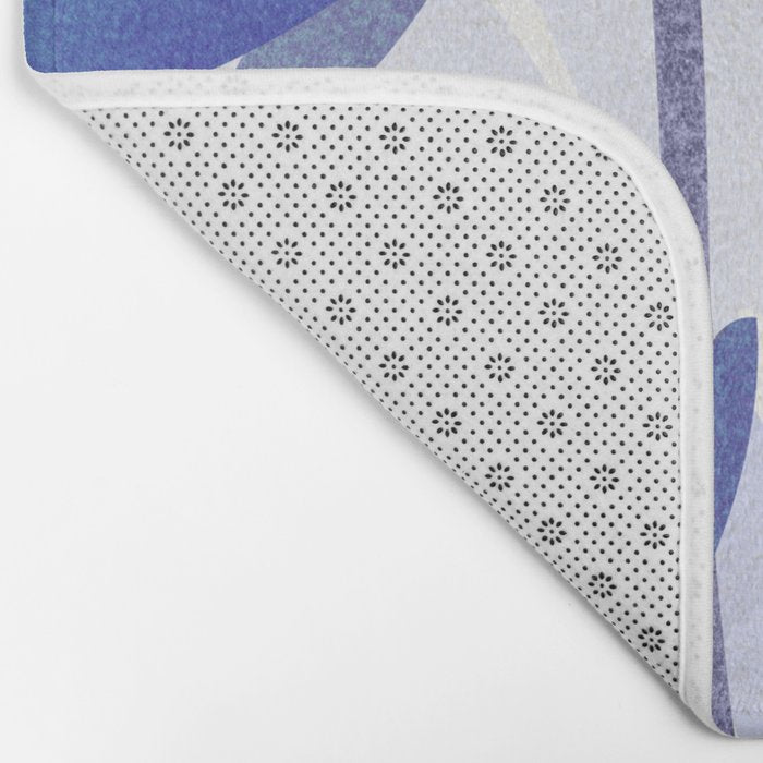 Indigo Blooms Abstract Botanical Bath Mat Gallery Image 2