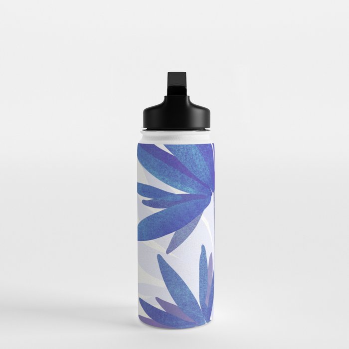 Indigo Blooms Abstract Botanical Water Bottle Gallery Image 3