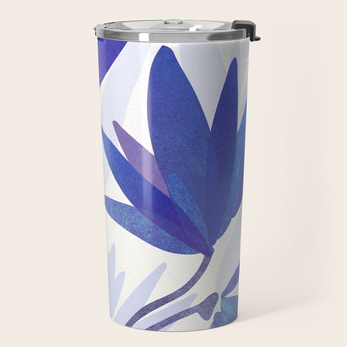 Indigo Blooms Abstract Botanical Travel Mug Gallery Image 2